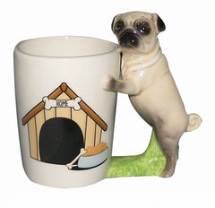 3D Bulldog and Black Pug Novelty Ceramic Mug