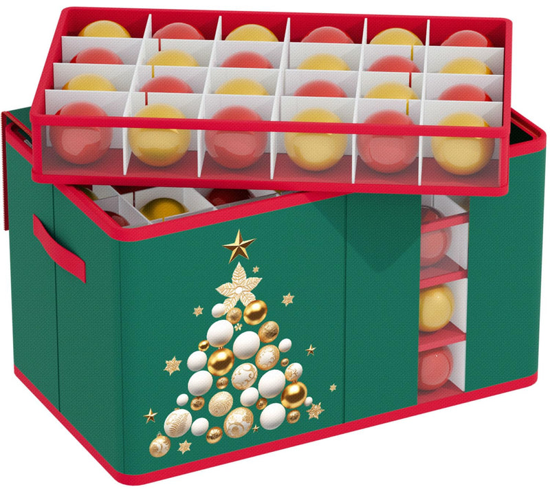 BSHSPX Ornament Storage Box for Christmas Ornament Storage Containers Heavy-Duty Ornament Holder with Adjustable Dividers Stores up to 96 Ornaments large ornament boxes for storage Holiday Decor