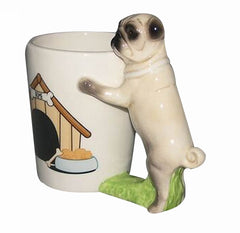 3D Bulldog and Black Pug Novelty Ceramic Mug