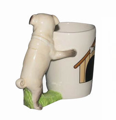 3D Bulldog and Black Pug Novelty Ceramic Mug