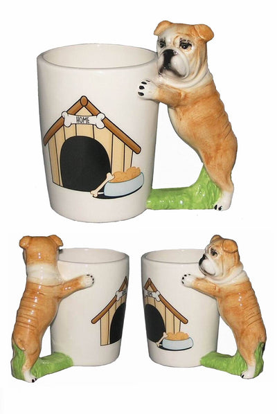 3D Bulldog and Black Pug Novelty Ceramic Mug