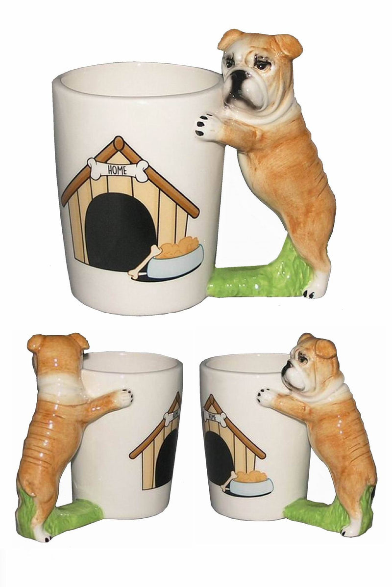 3D Bulldog and Black Pug Novelty Ceramic Mug