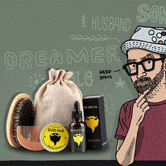4-Piece Beard Care Set with Oil & Balm